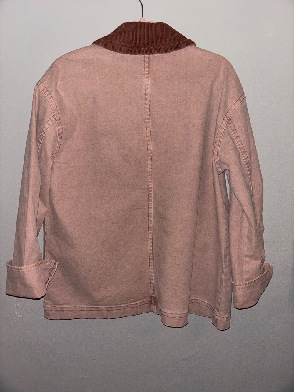 Old Navy Dusty Pink Jacket with Brown Corduroy Collar - Picture 3 of 4
